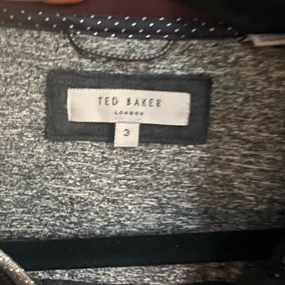 TED BAKER charcoal gray bomber style jacket knit size 3 - Picture 4 of 5